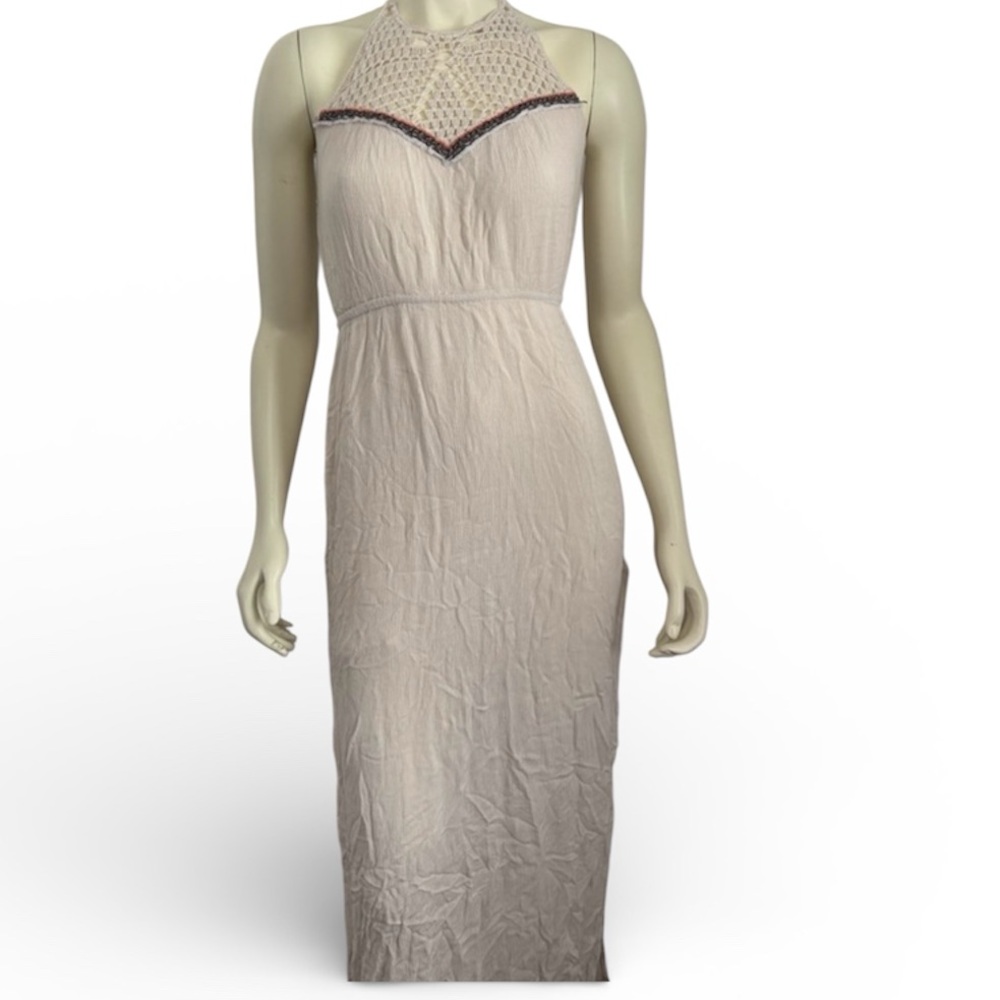 La Hearts Cream Crochet Halter Dress